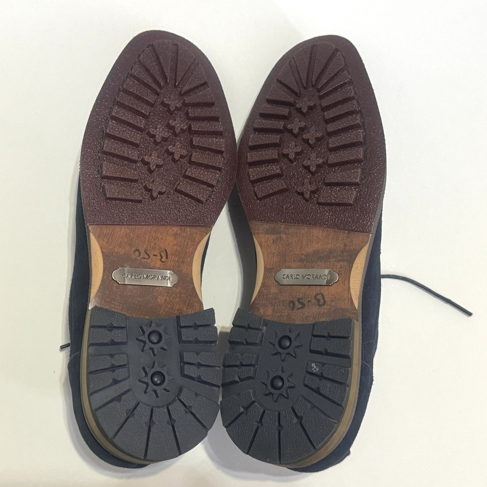 New Carlo Morandi Tony Oxford Suede Leather Shoes Size:10D Men DeepNavy Cap Toe - Picture 7 of 10